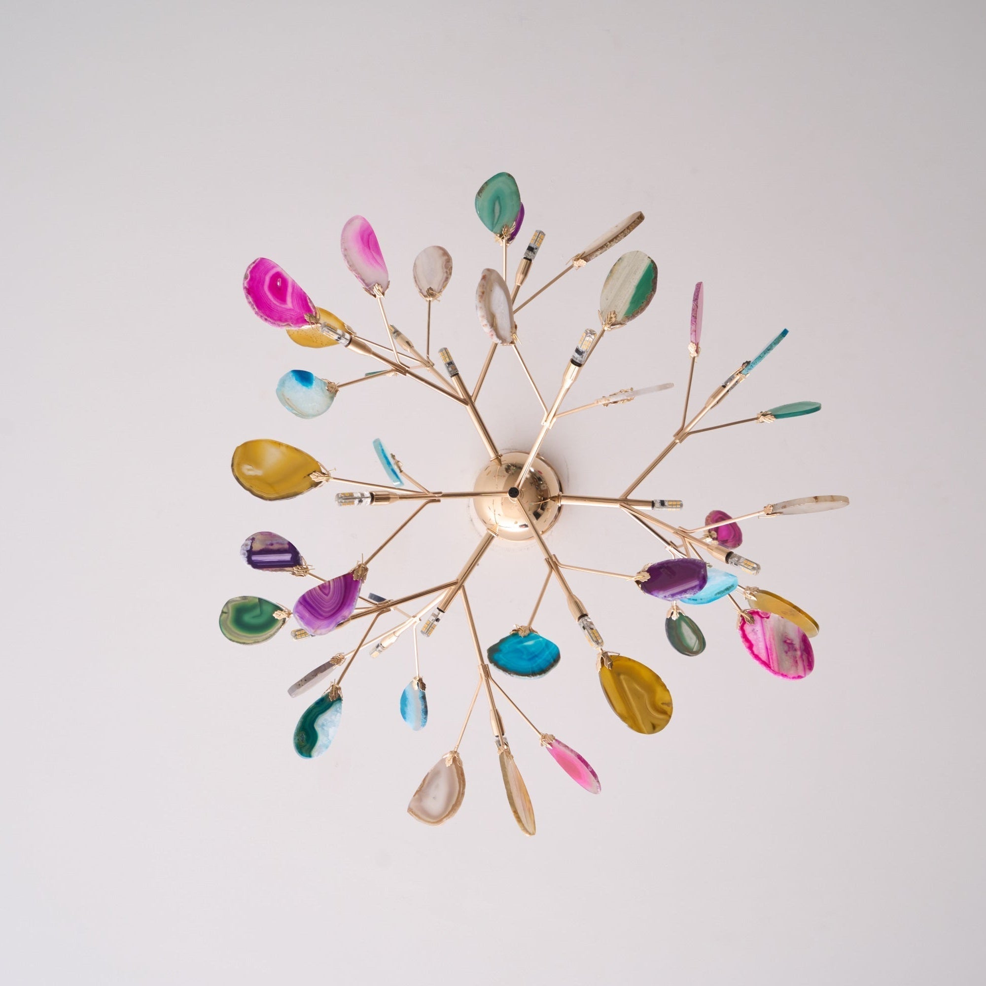 Ulenor Chandelier Colorful Leaf Gilded Arms
