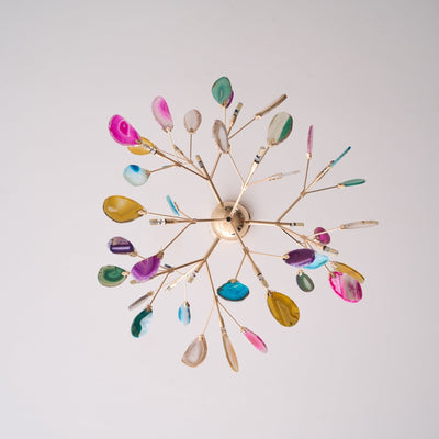 Ulenor Chandelier Colorful Leaf Gilded Arms