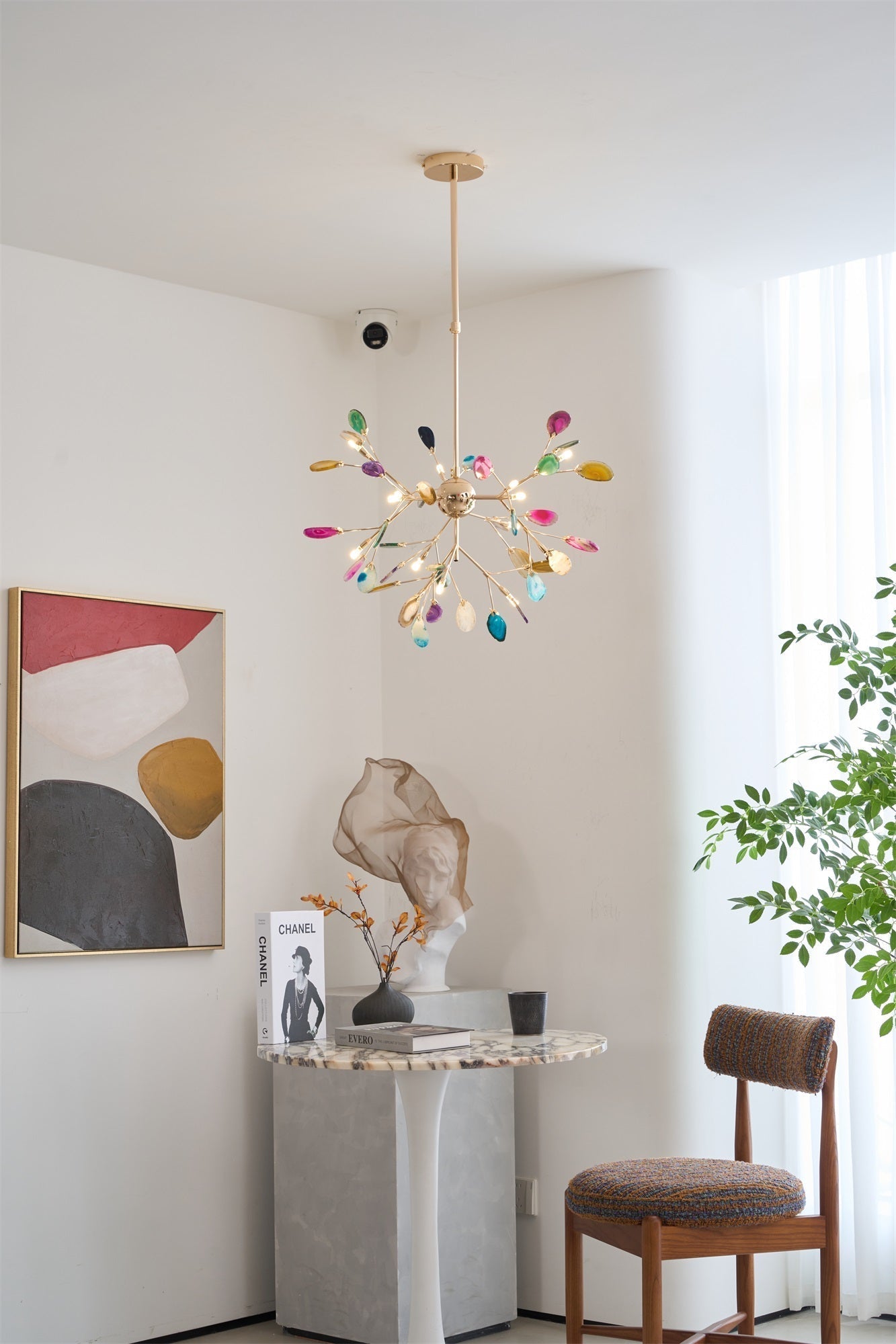 Ulenor Chandelier Colorful Leaf Gilded Arms