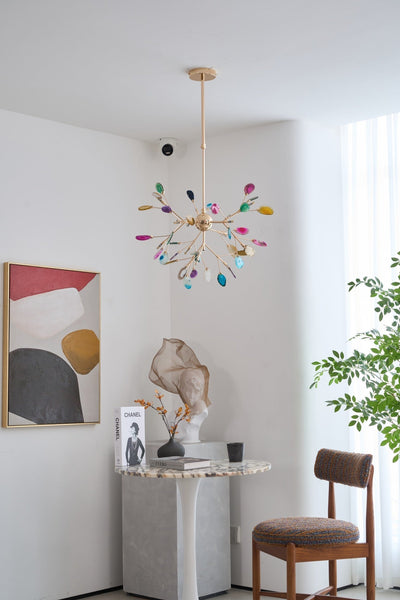 Ulenor Chandelier Colorful Leaf Gilded Arms