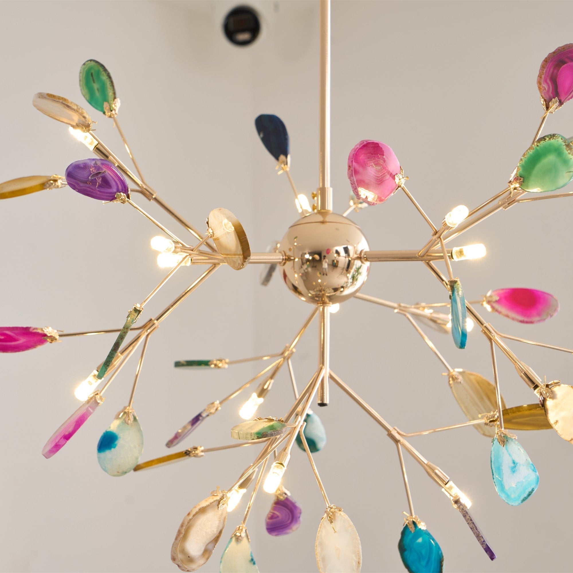 Ulenor Chandelier Colorful Leaf Gilded Arms