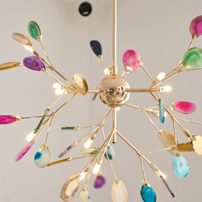 Ulenor Chandelier Colorful Leaf Gilded Arms