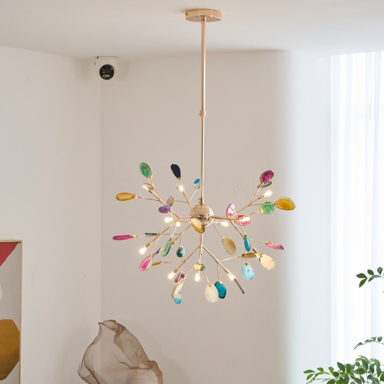 Ulenor Chandelier Colorful Leaf Gilded Arms