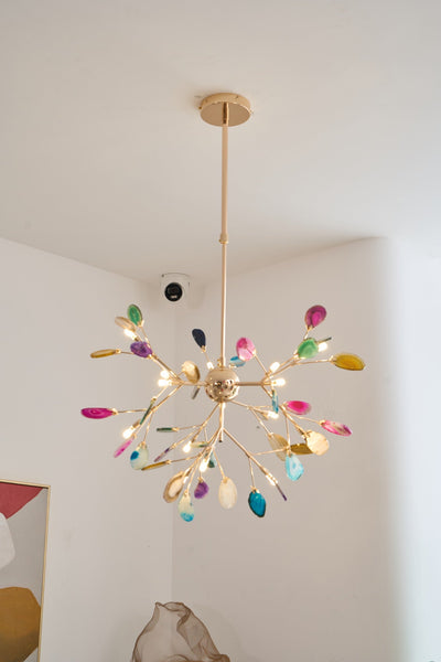 Ulenor Chandelier Colorful Leaf Gilded Arms