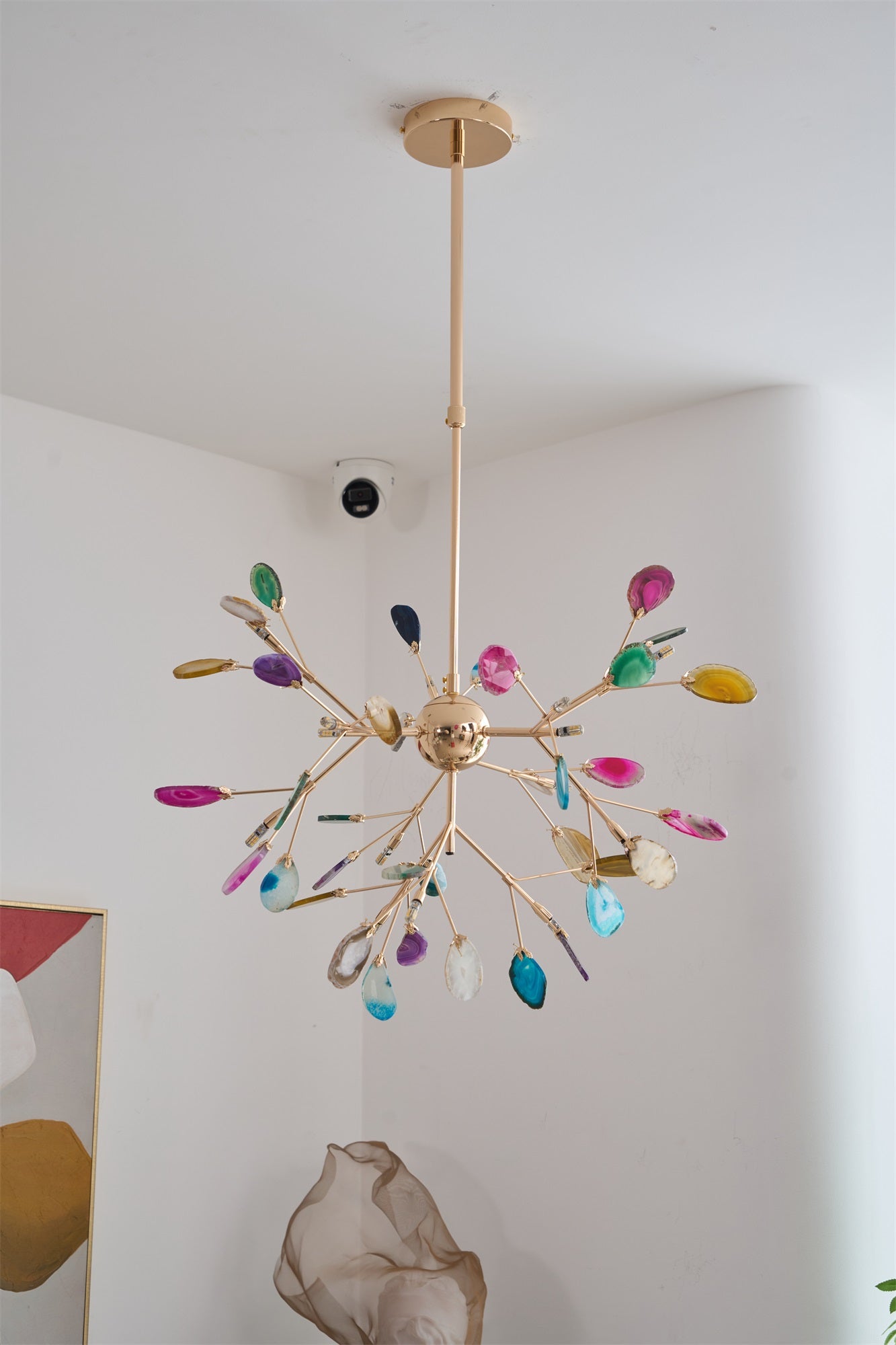 Ulenor Chandelier Colorful Leaf Gilded Arms