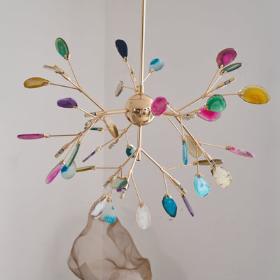 Ulenor Chandelier Colorful Leaf Gilded Arms