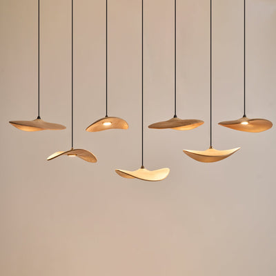 Abbott Modern Minimalist Empty Leaf Wood Chandelier