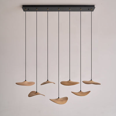 Abbott Modern Minimalist Empty Leaf Wood Chandelier