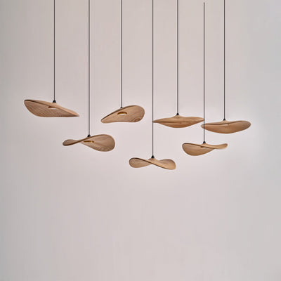 Abbott Modern Minimalist Empty Leaf Wood Chandelier