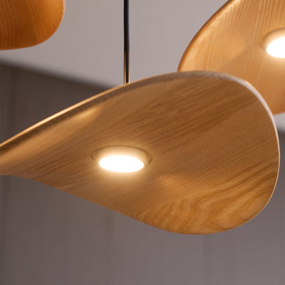 Abbott Modern Minimalist Empty Leaf Wood Chandelier