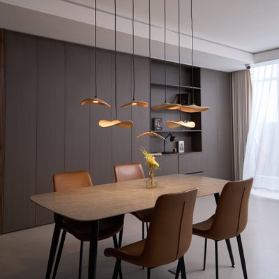 Abbott Modern Minimalist Empty Leaf Wood Chandelier