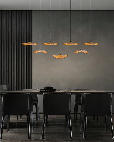 Abbott Modern Minimalist Empty Leaf Wood Chandelier