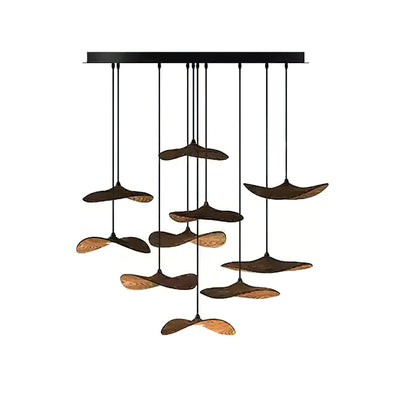 Abbott Modern Minimalist Empty Leaf Wood Chandelier