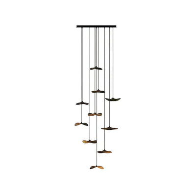 Abbott Modern Minimalist Empty Leaf Wood Chandelier
