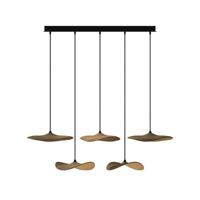 Abbott Modern Minimalist Empty Leaf Wood Chandelier