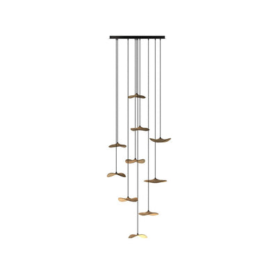 Abbott Modern Minimalist Empty Leaf Wood Chandelier