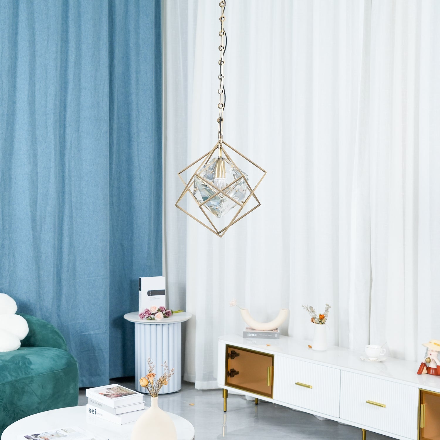 Zovin Brass & Crystal Glam Pendant Light