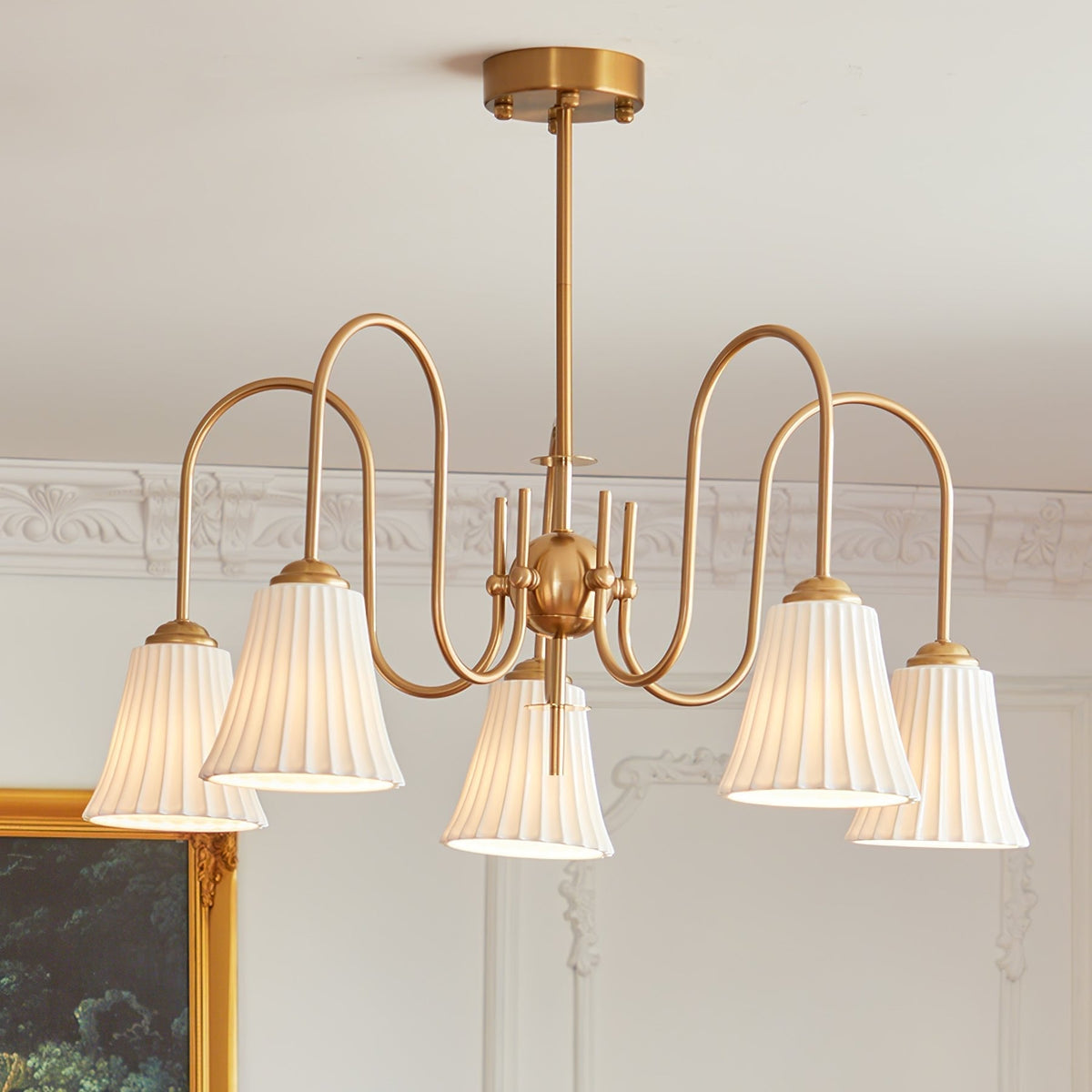 Mireine Chandelier Esther Ceramic Pleated Modern