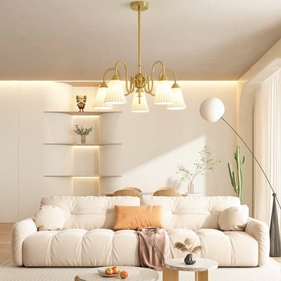 Mireine Chandelier Esther Ceramic Pleated Modern
