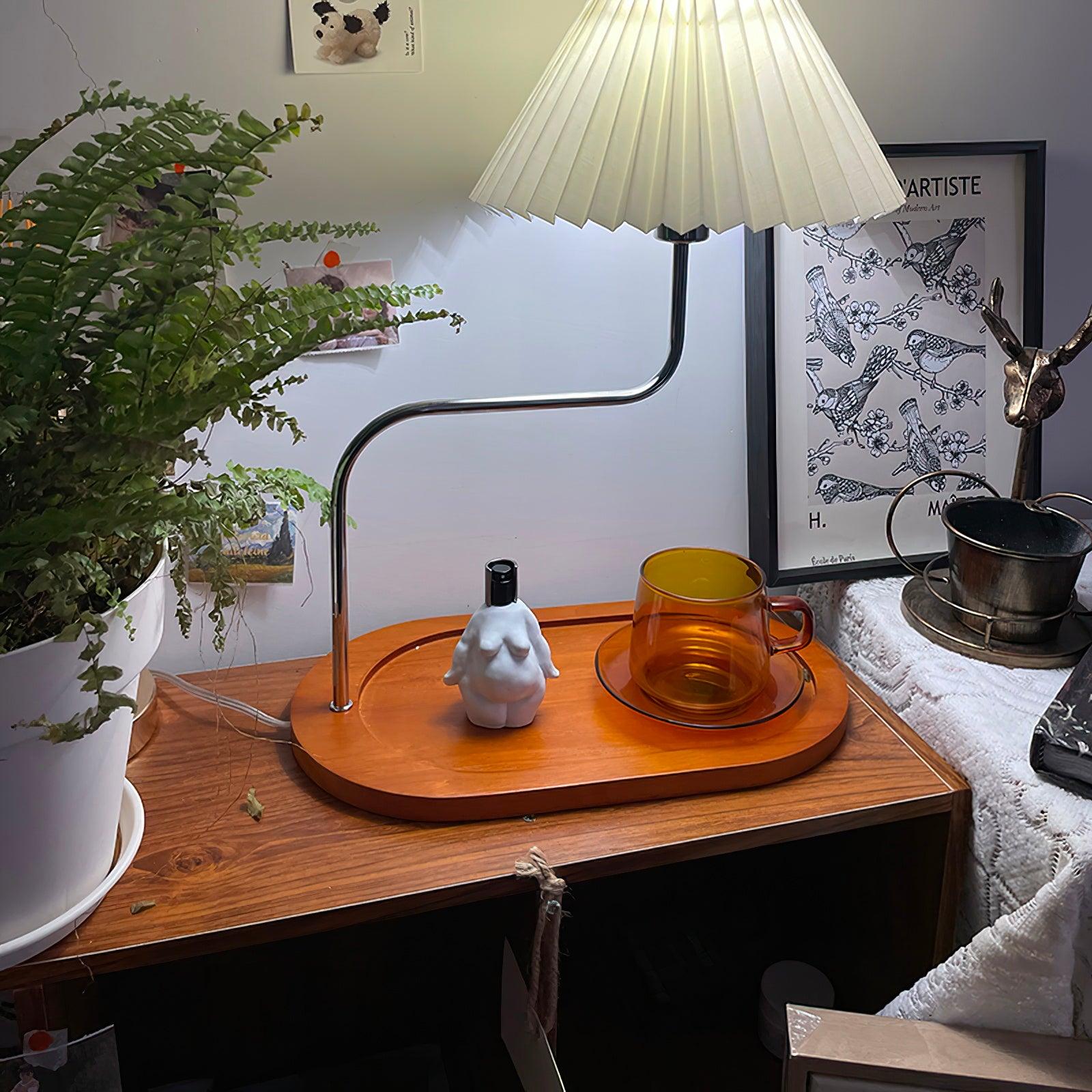 Ornelle Wood Fabric Artistic Table Lamp