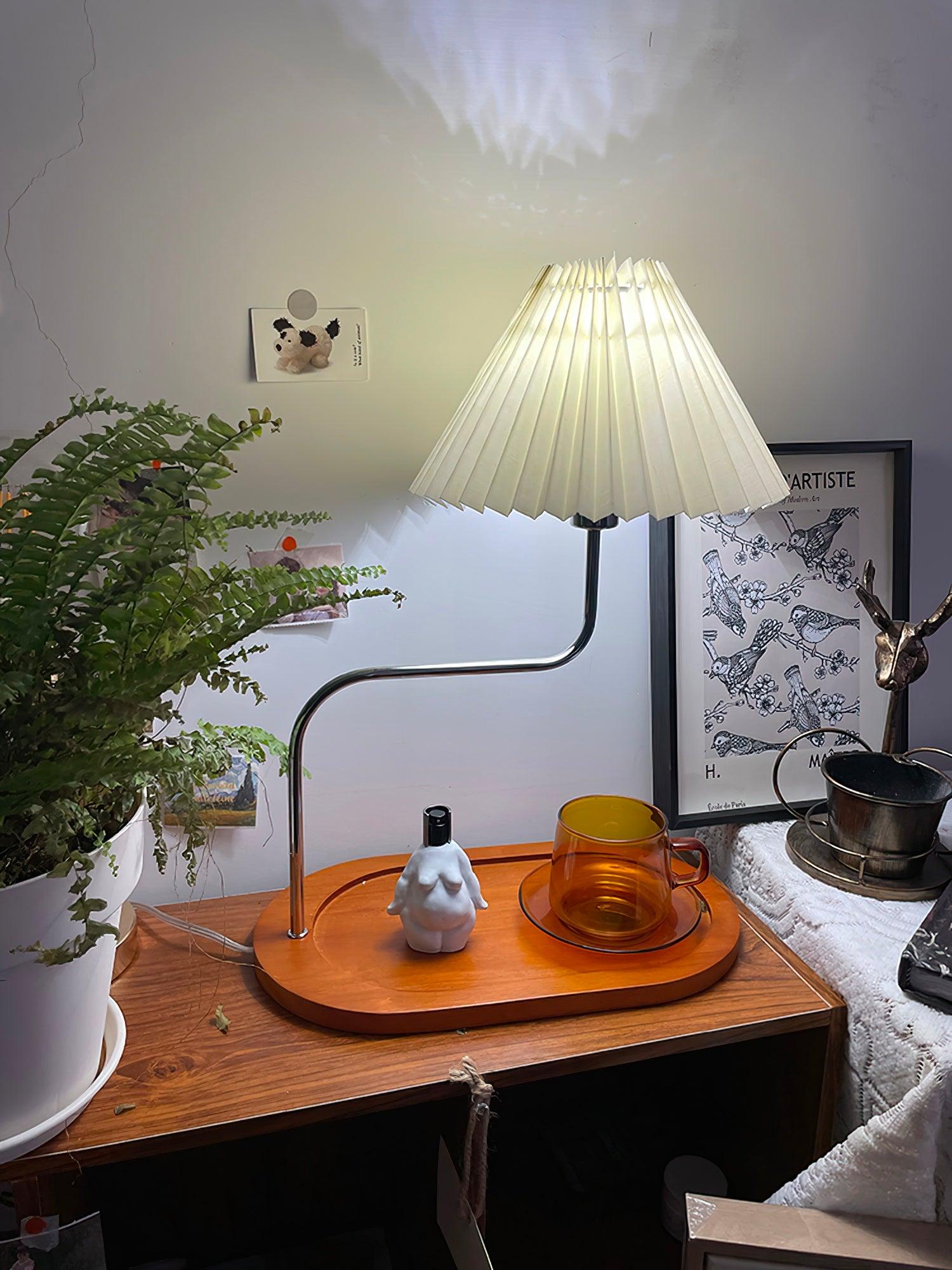 Ornelle Wood Fabric Artistic Table Lamp