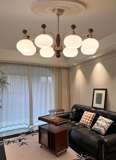 Ivloria Traditional Elegance Orbit Wood Glass Chandelier
