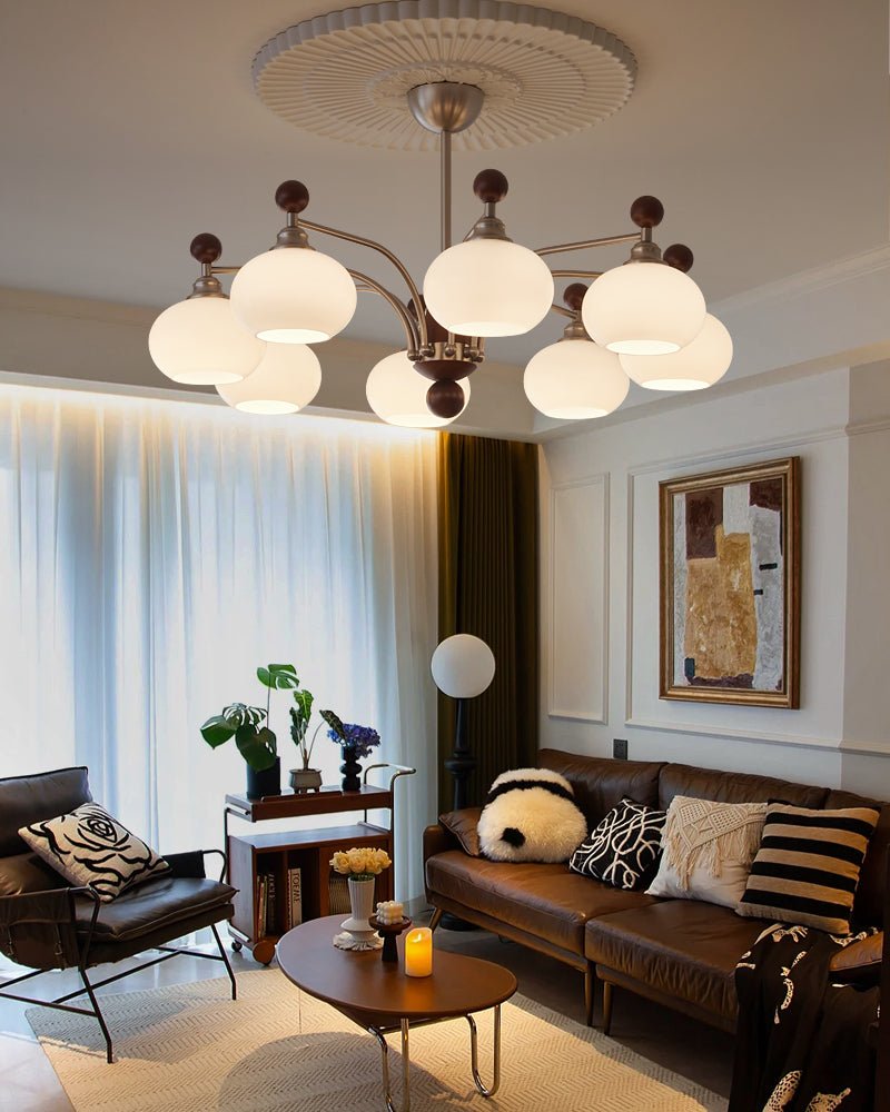 Ivloria Traditional Elegance Orbit Wood Glass Chandelier