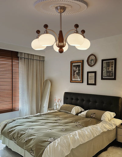Ivloria Traditional Elegance Orbit Wood Glass Chandelier