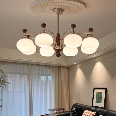 Ivloria Traditional Elegance Orbit Wood Glass Chandelier