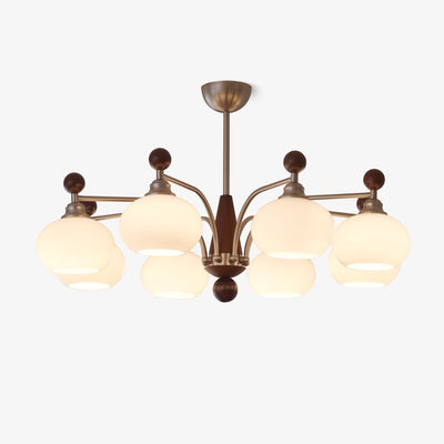 Ivloria Traditional Elegance Orbit Wood Glass Chandelier