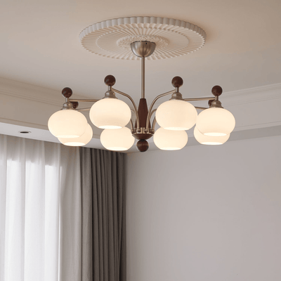Ivloria Traditional Elegance Orbit Wood Glass Chandelier