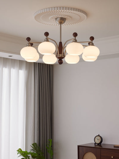 Ivloria Traditional Elegance Orbit Wood Glass Chandelier