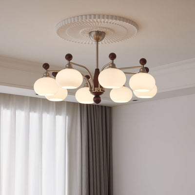 Ivloria Traditional Elegance Orbit Wood Glass Chandelier