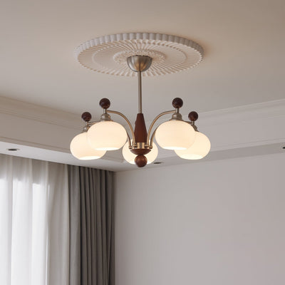 Ivloria Traditional Elegance Orbit Wood Glass Chandelier