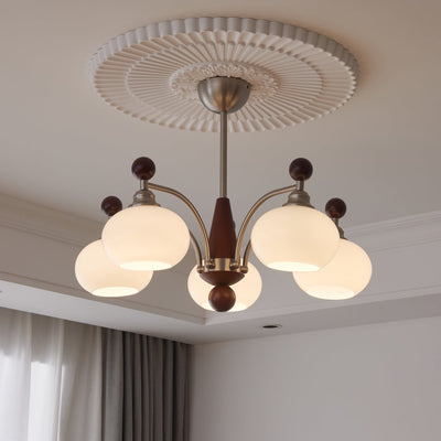 Ivloria Traditional Elegance Orbit Wood Glass Chandelier
