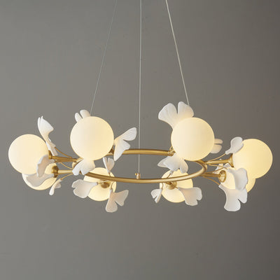 Hunell Floral Brass Chandelier