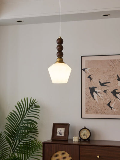 Vothaila Traditional Elegance Vintage Glass Wood Pendant Light