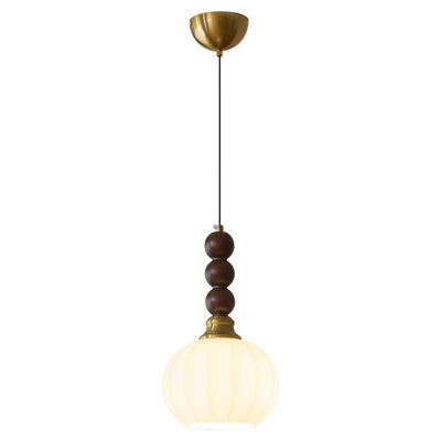 Vothaila Traditional Elegance Vintage Glass Wood Pendant Light