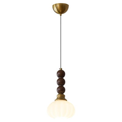 Vothaila Traditional Elegance Vintage Glass Wood Pendant Light