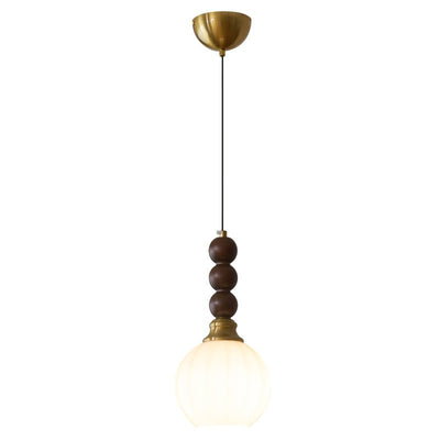 Vothaila Traditional Elegance Vintage Glass Wood Pendant Light