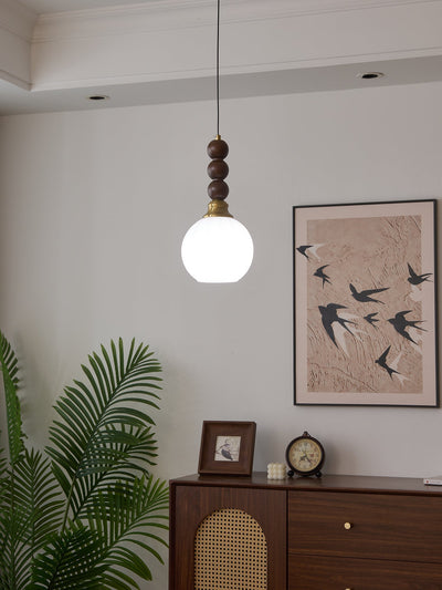 Vothaila Traditional Elegance Vintage Glass Wood Pendant Light