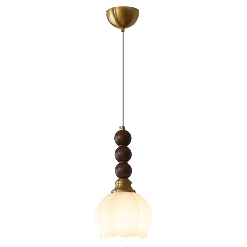 Vothaila Traditional Elegance Vintage Glass Wood Pendant Light