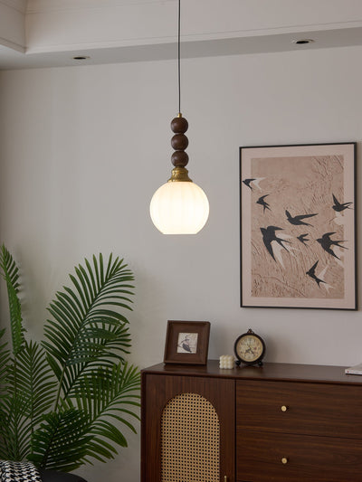 Vothaila Traditional Elegance Vintage Glass Wood Pendant Light