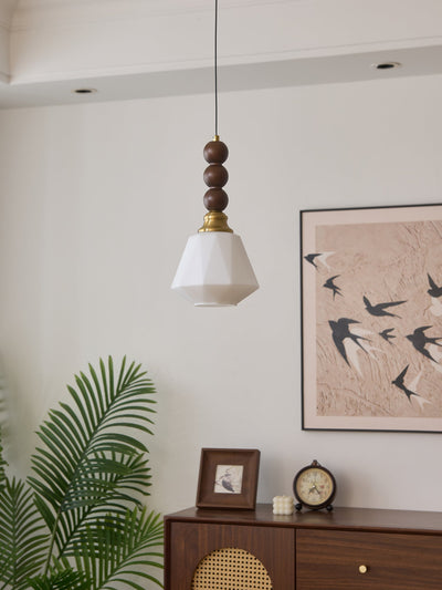 Vothaila Traditional Elegance Vintage Glass Wood Pendant Light