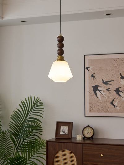 Vothaila Traditional Elegance Vintage Glass Wood Pendant Light