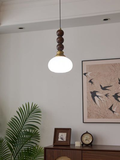 Vothaila Traditional Elegance Vintage Glass Wood Pendant Light