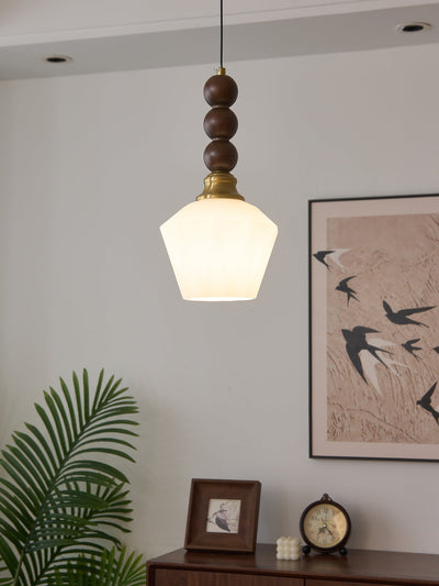 Vothaila Traditional Elegance Vintage Glass Wood Pendant Light