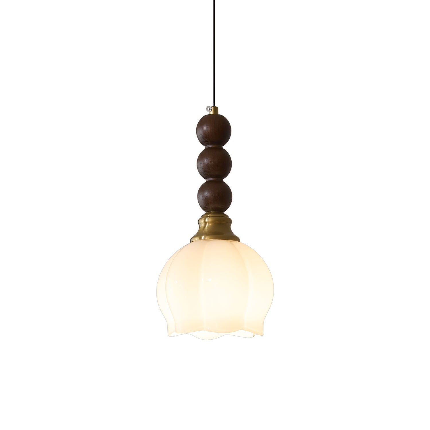 Vothaila Traditional Elegance Vintage Glass Wood Pendant Light