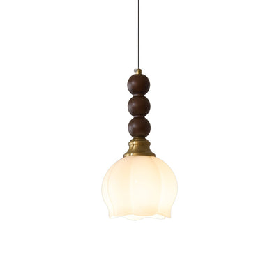 Vothaila Traditional Elegance Vintage Glass Wood Pendant Light