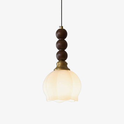 Vothaila Traditional Elegance Vintage Glass Wood Pendant Light